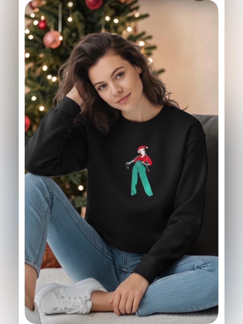 Harry Styles Fine Line Christmas Embroidered Sweatshirt - Black - Unisex S - Picture 2 of 14